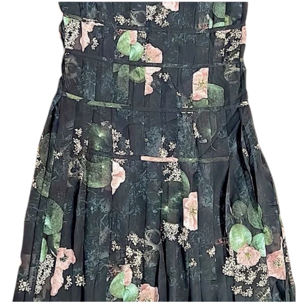 RARE All Saints Coco Asago dress — black floral pleated midi asymmetric NWT - Picture 8 of 15